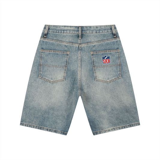 "NFL SK8" Vintage Wash Denim Shorts