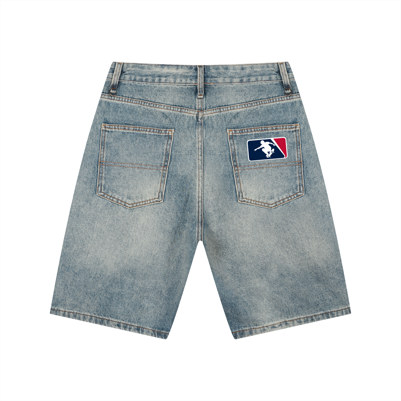"MLB SK8" Vintage Wash Denim Shorts