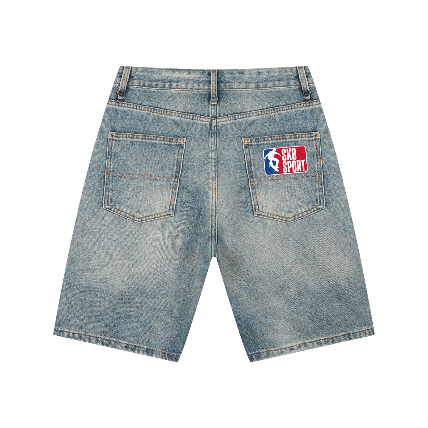 "NBA SK8" Vintage Wash Denim Shorts