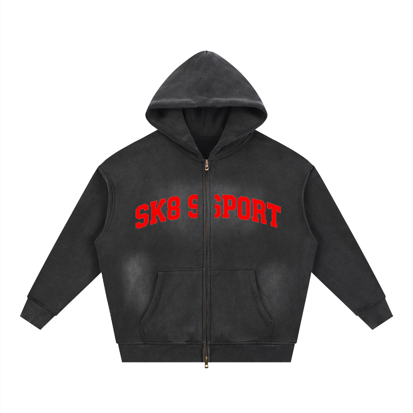 SK8 SPORT Two-way Zipper Boxy Fleece Hoodie
