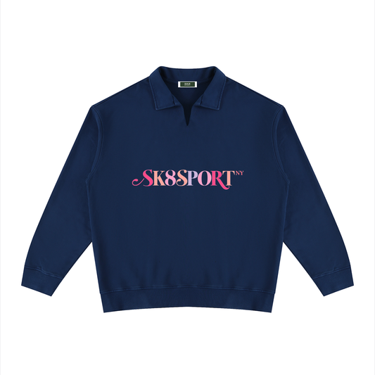 "SK8-Awake" Vintage Wash Collared Sweatshirt