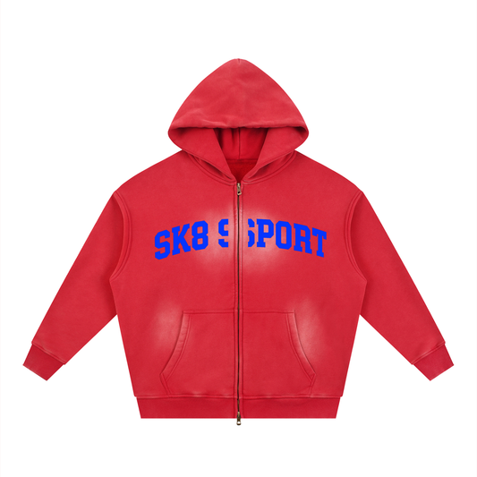 SK8 SPORT Zipper Boxy Fleece Hoodie