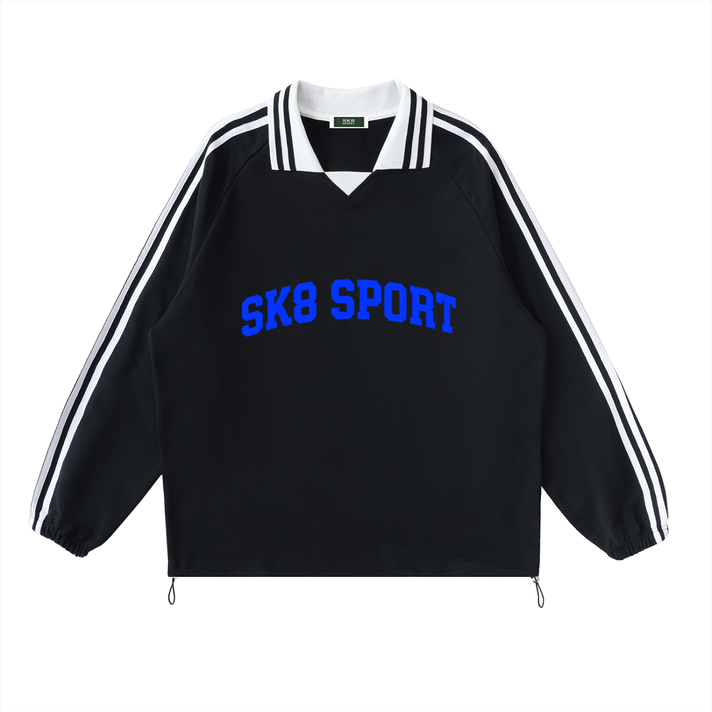 SK8 SPORT Contrast Striped Lapel Collar Sweatshirt