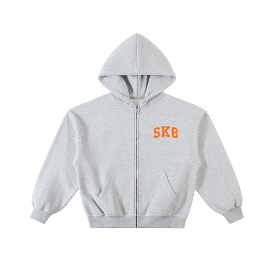 SK8 SPORT Contrast-Stitched Fleece Zip Hoodie